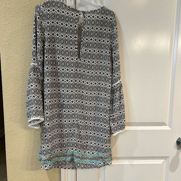 Roxy medium black and white geo print long sleeve dress - Picture 5 of 11